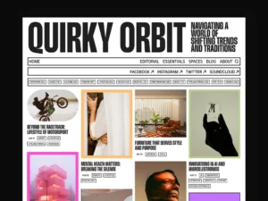 création du style site web avec un titre et un menu, avec des images en dessous, le tout dans un style brutaliste